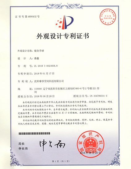 手球外观设计专利证书